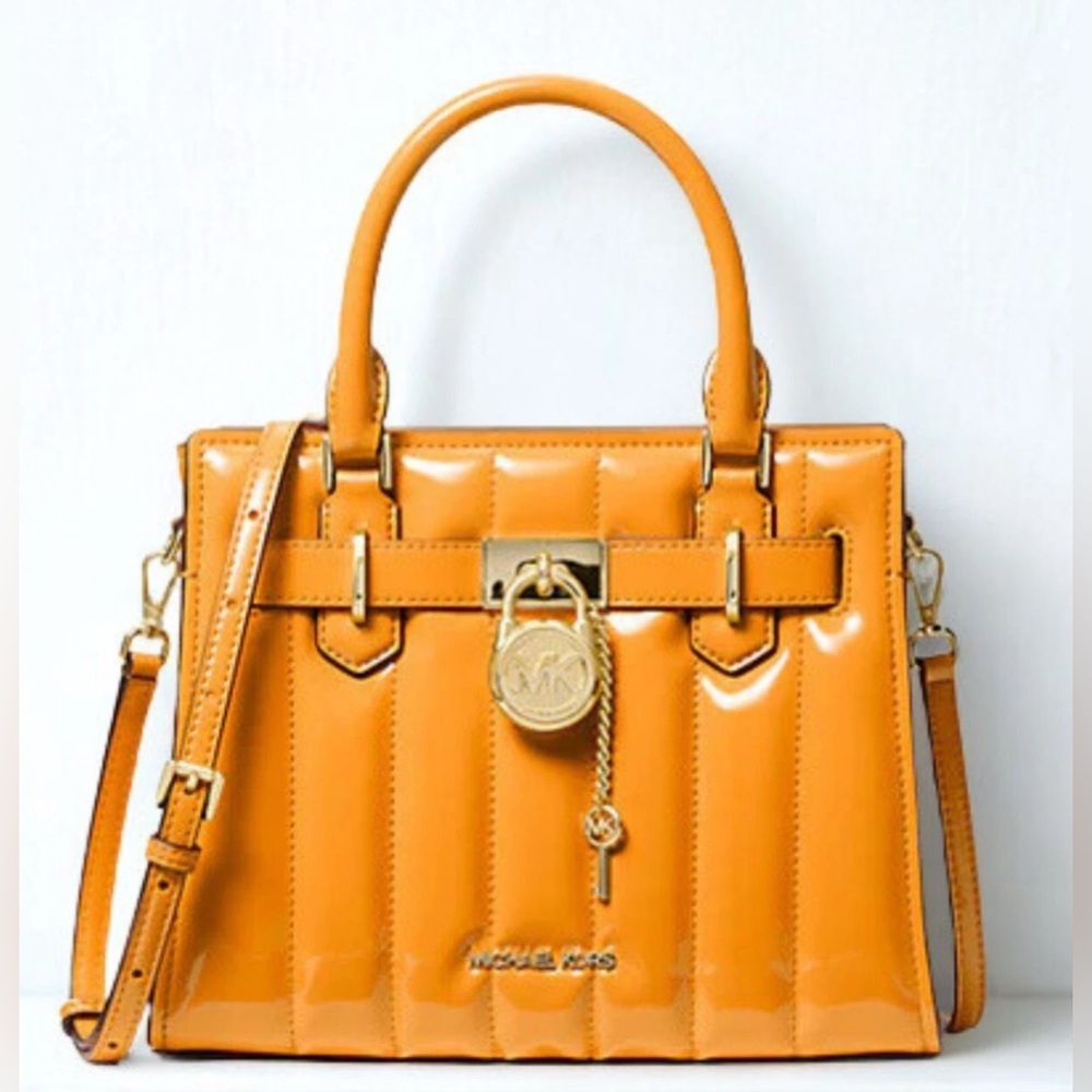 Michael Kors Hamilton Legacy Small Quilted Patent Leather Satchel (NWT) 🧡🧡